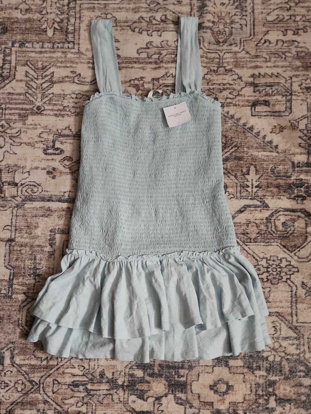 NWT American Eagle Outfitters Women Size Medium Pale Blue Smocked Dress